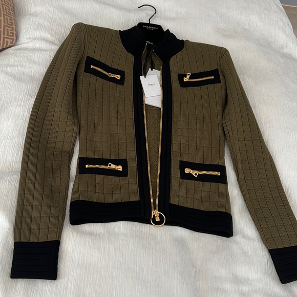Balmain Jackets & Blazers - BALMAIN knit jacket army green size 34